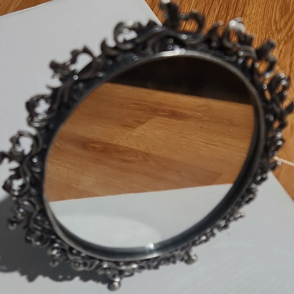 Ornate Silver Round Mirror New